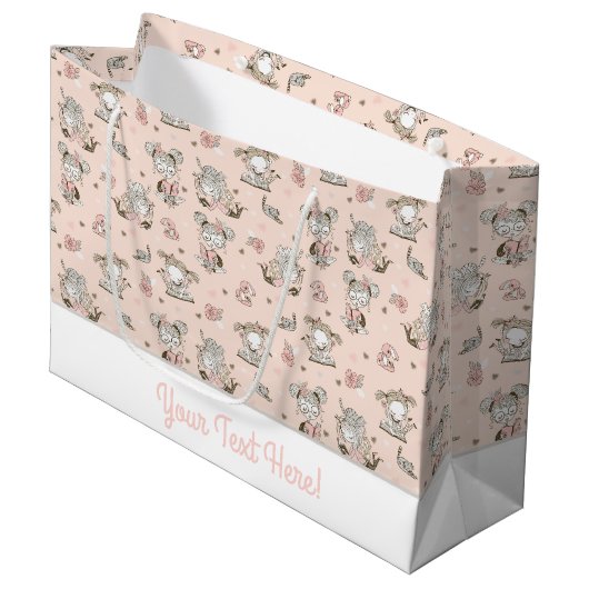 Cute Girls Reading Books Gift Ideeën Groot Cadeauzakje (Voorkant Gekanteld)