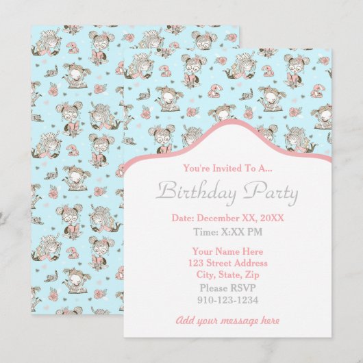 Cute Girls Reading Books Gift Ideeën Kaart (Voorkant / Achterkant)