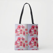 Cute Girls Red Poppy Waterverf Grocery Canvas tas (Voorkant)