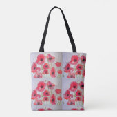 Cute Girls Red Poppy Waterverf Grocery Canvas tas (Achterkant)