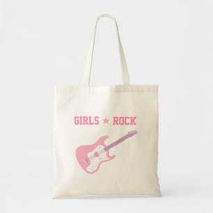 Cute Girls Rockster Roze Gitaar Boodschappentas Tote Bag