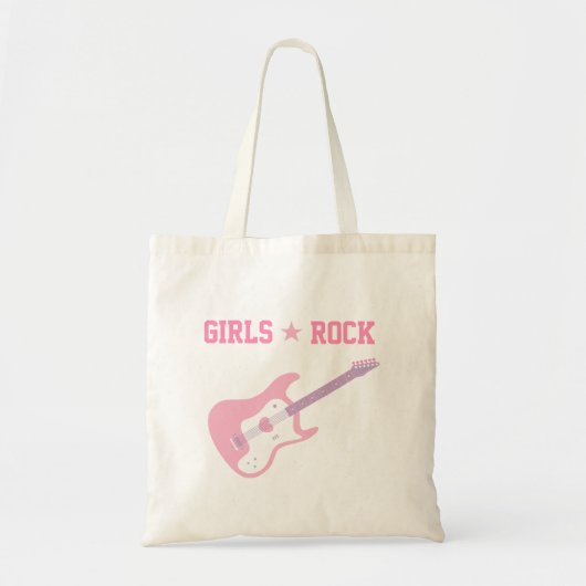 Cute Girls Rockster Roze Gitaar Boodschappentas Tote Bag (Voorkant)