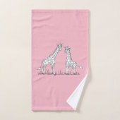 Cute Girl's Roze Doodle Giraffe Safari Bad Handdoek (Handdoek)