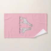 Cute Girl's Roze Doodle Giraffe Safari Bad Handdoek (Handdoek)