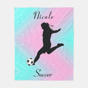 Cute Girls Soccer Personalized Fleece Deken