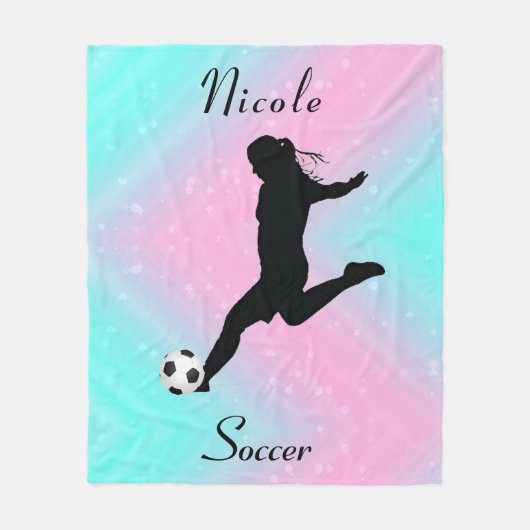 Cute Girls Soccer Personalized Fleece Deken (Voorkant)