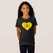 Cute Girls Softball Heart Custom T-Shirt (Voorkant volledig)