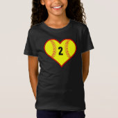 Cute Girls Softball Heart Custom T-Shirt (Voorkant)
