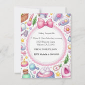 Cute Girls Spa Sleepover Birthday Party Invitation Kaart (Achterkant)