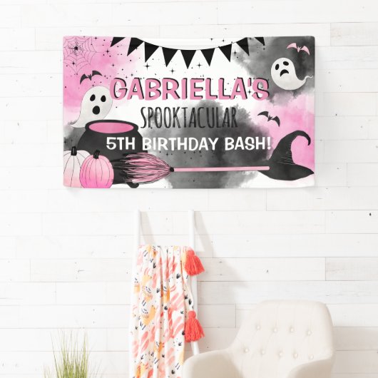 Cute Girls Spooktacular Halloween Birthday Bash Spandoek (Insitu)