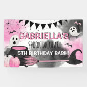 Cute Girls Spooktacular Halloween Birthday Bash Spandoek (Horizontaal)