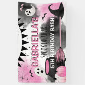 Cute Girls Spooktacular Halloween Birthday Bash Spandoek (Verticaal)