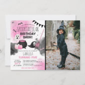 Cute Girls Spooktacular Halloween Birthday Foto Kaart (Voorkant)