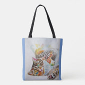 Cute Girls Tabby Cat Spelling Pet Grocery Canvas t Tote Bag (Achterkant)