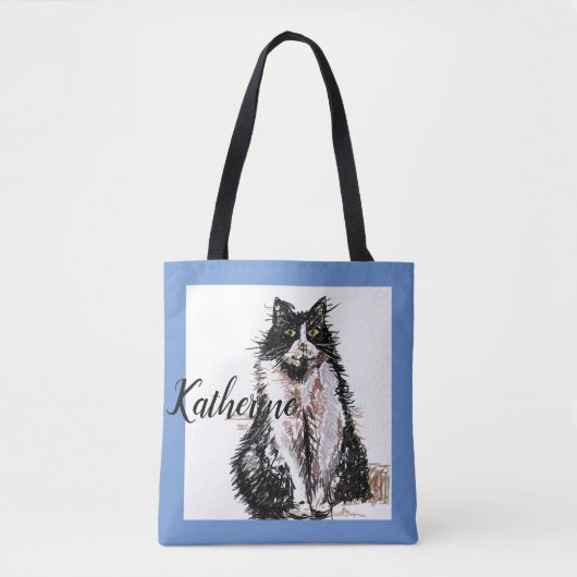Cute Girls Tuxedo Cat Pplay Pet Grocery Canvas tas (Voorkant)