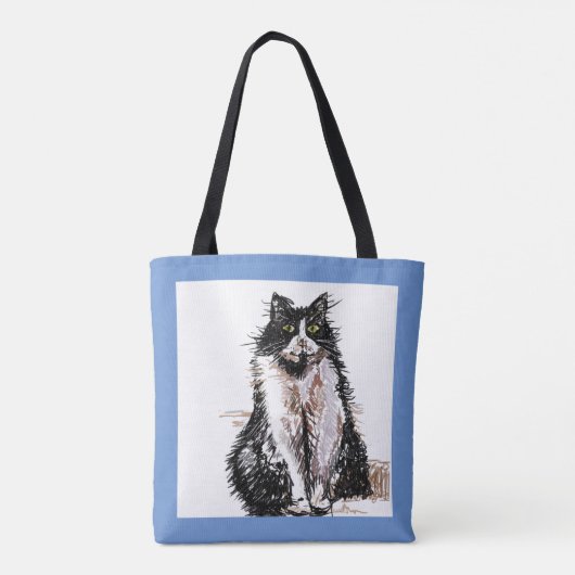 Cute Girls Tuxedo Cat Pplay Pet Grocery Canvas tas (Achterkant)