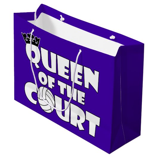 Cute Girls Volleyball Player Queen of the Court Groot Cadeauzakje (Voorkant Gekanteld)