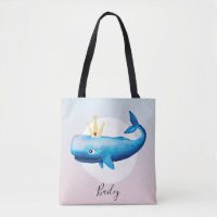 Cute Girl's Waterverf Princess Whale met naam