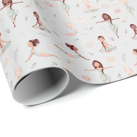 Cute Girls Zen Yoga Meditation Spirituele Namaste Cadeaupapier (Rol Hoek)