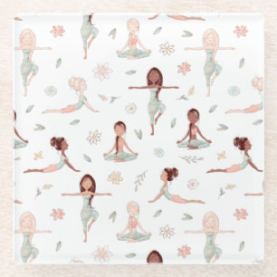 Cute Girls Zen Yoga Meditation Spirituele Namaste Glazen Onderzetter