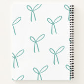 Cute Girly Aqua Ribbon Bow Custom  Notitieboek (Achterkant)