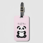 Cute Girly Baby Panda Beer Monogram Bagagelabel (Voorkant (verticaal))