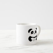 Cute Girly Baby Panda Beer Monogram Espresso Kop (Voorkant rechts)