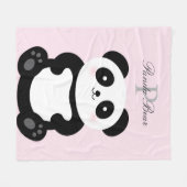 Cute Girly Baby Panda Beer Monogram Fleece Deken (Voorkant (Horizontaal))