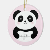 Cute Girly Baby Panda Beer Monogram Keramisch Ornament (Links)