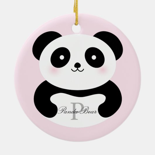 Cute Girly Baby Panda Beer Monogram Keramisch Ornament (Achterkant)