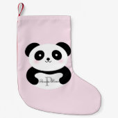 Cute Girly Baby Panda Beer Monogram Kleine Kerstsok (Voorkant)