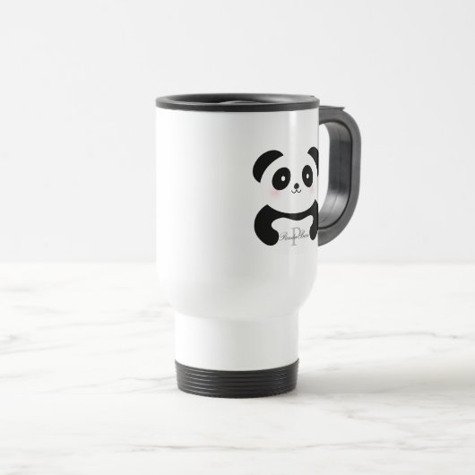 Cute Girly Baby Panda Beer Monogram Reisbeker (Voorkant rechts)