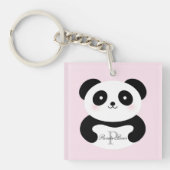 Cute Girly Baby Panda Beer Monogram Sleutelhanger (Voorkant)