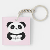 Cute Girly Baby Panda Beer Monogram Sleutelhanger (Achterkant)