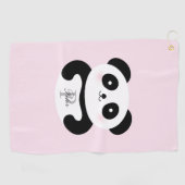 Cute Girly Baby Panda Beer Roze Monogram Golfhanddoek (Horizontaal)