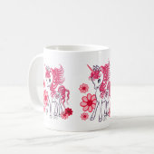 Cute Girly Baby Unicorn Red Koffiemok (Voorkant links)