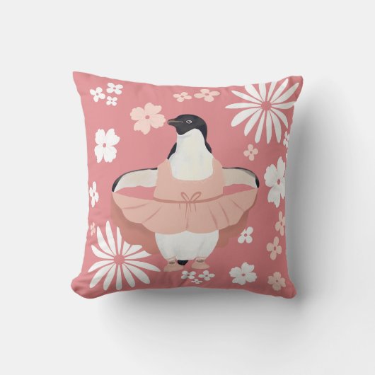 Cute Girly Ballerina Penguin Kussen (Voorkant)