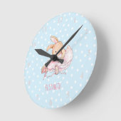 Cute  Girly Ballerina Rabbit Girls Genoemd Ronde Klok (Hoek)