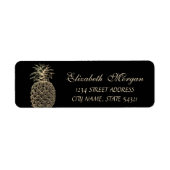Cute Girly Black Gold Pineapple Etiket (Voorkant)