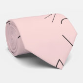 Cute Girly Black Kitty Cat Face Pink Patroon Stropdas (Opgerold)