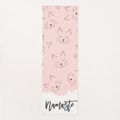Cute Girly Black Kitty Cat Face Pink Patroon Yogamat (Voorkant)