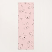 Cute Girly Black Kitty Cat Face Pink Patroon Yogamat (Achterkant)