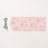 Cute Girly Black Kitty Cat Face Pink Patroon Yogamat (Voorkant (horizontaal))