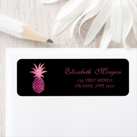 Cute Girly Black Pineapple Address Label (Insitu)