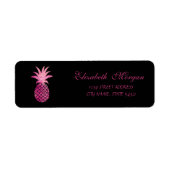 Cute Girly Black Pineapple Address Label (Voorkant)