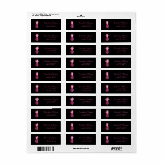 Cute Girly Black Pineapple Address Label (Full Sheet)