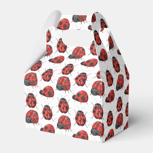 Cute Girly Black Red Waterverf Ladybug Pattern Bedankdoosjes (Achterkant)