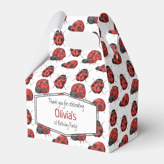 Cute Girly Black Red Waterverf Ladybug Pattern Bedankdoosjes (Voorkant Zijde)