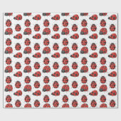Cute Girly Black Red Waterverf Ladybug Pattern Cadeaupapier (Vlak)