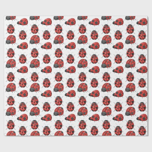 Cute Girly Black Red Waterverf Ladybug Pattern Cadeaupapier (Vlak)
